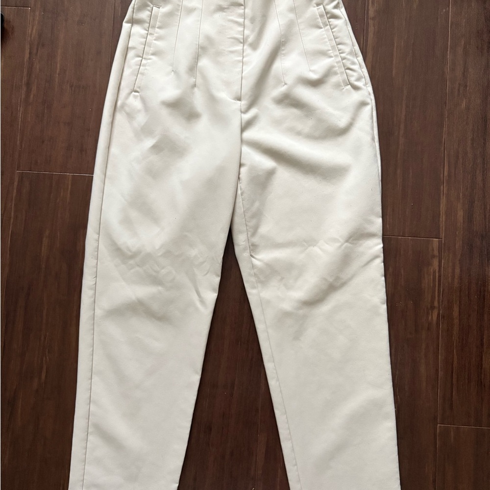 Zara Cream High-Waist Tapered Trousers